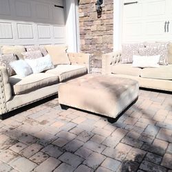 Beige Cindy Crawford Couch Set 