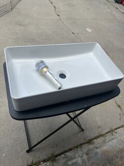 Porcelain Sink With Popup Drain