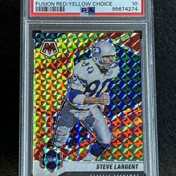 2021 Mosaic 💥 Steve Largent 💥 Fusion Red/Yellow Choice Prizm 37/80 PSA 10 💎 Mint Pop 1! - Seattle Seahawks