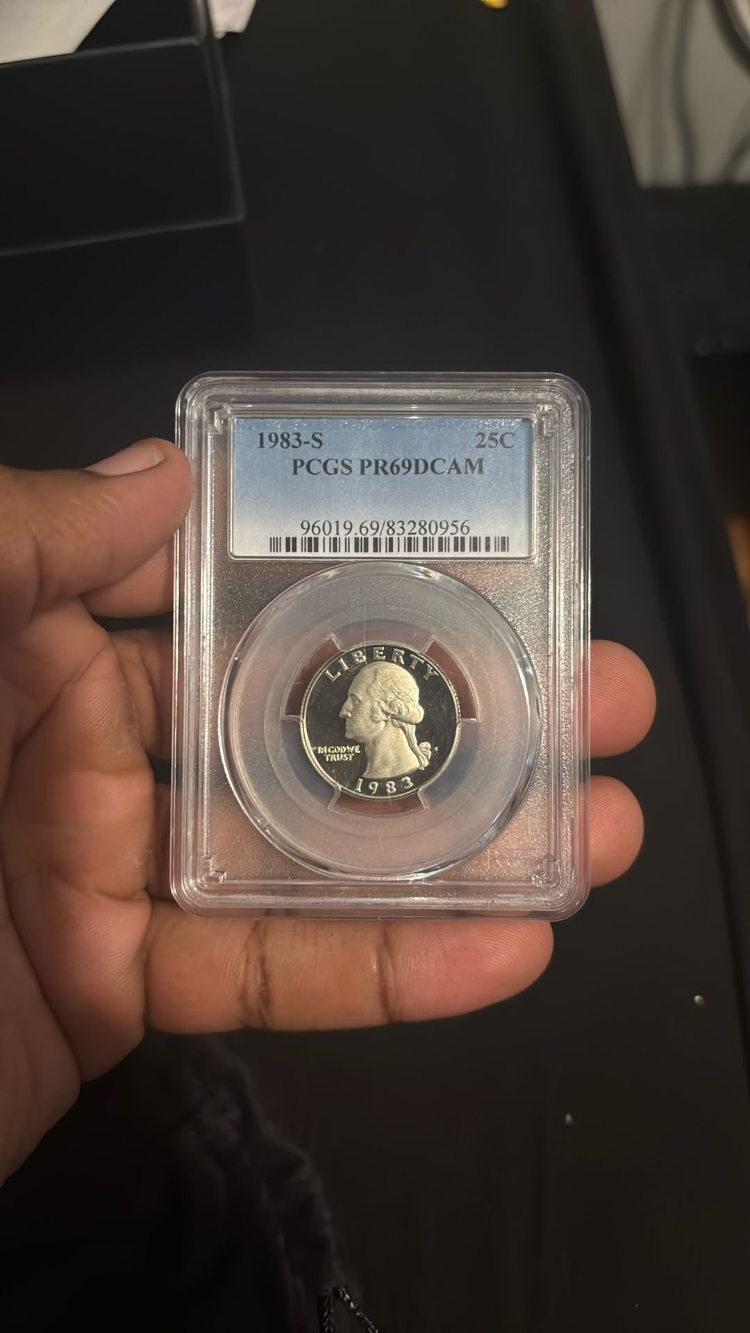 1983-S Washington Quarter, graded PCGS PR69DCAM (Proof 69 Deep Cameo)