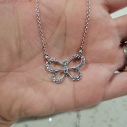 Beautiful Butterfly Necklace With CZ Stone 