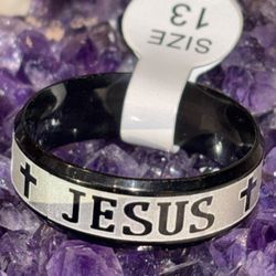 Size 13 black Jesus fashion ring