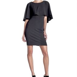 Blk Silk Crepe Pullover Bolero over a Jersey Knit Sheath Dress Threads 4 Thought sz M