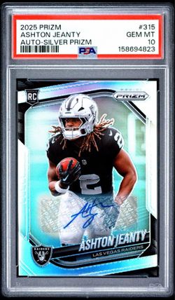 2025 PANINI PRIZM 315 ASHTON JEANTY AUTOGRAPH-SILVER PRIZM - PSA 10