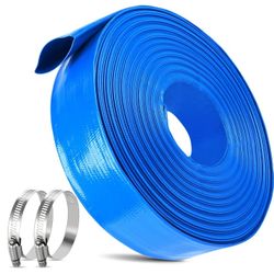 2" X 60FT POOL BACKWASH HOSE HEAVY DUTY DRAIN DISCHARGE WITH 2 CLAMPS  