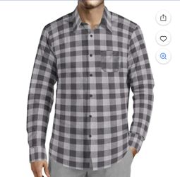 Visive Plaid Shirt Men Cotton Streetwear Cardigan Black Gray New 2X-L