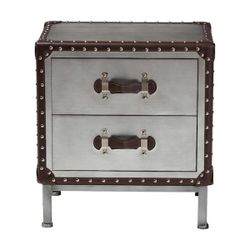 Silver And Brown Industrial Style Nail Head End Table - 2 Available 