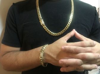 Cuban set 14mm Gold Plated 14K Does not loses color