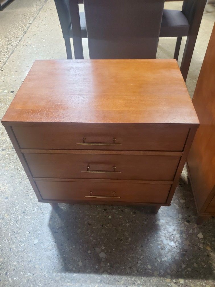 Set Of Mid-Century Modern Style 3 Drawer Night Stands