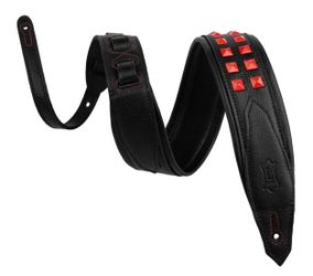 Levy's Leathers M81GRPDX Rebel Series Leather Straps with Red Studs in Black, Red and White Finishes