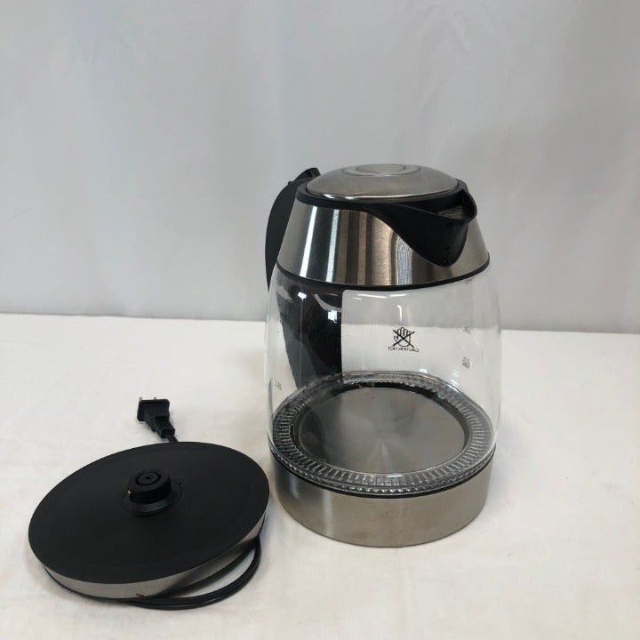 As is Chefman 1.8L Electric Glass Kettle with Tea Infuser