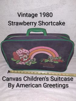 Vintage 1980 Strawberry Shortcake Canvas Children's Suitcase By American Greetings