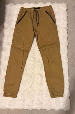 Tan Jogger Pants with Zip Pockets