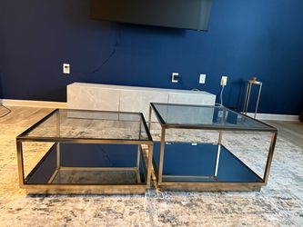 Modern Glass Coffee Table Set – Chrome Finish