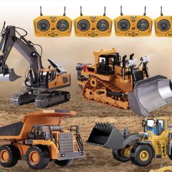 Radio Control (RC) Excavator, Bulldozer, Skip Loader and Dump Truck - Set of 4  Four radio control construction Vehicles 