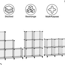 NEW 6-Cube Storage Organizer Closet Shelf Bookcase Bookshelf, Transparent 