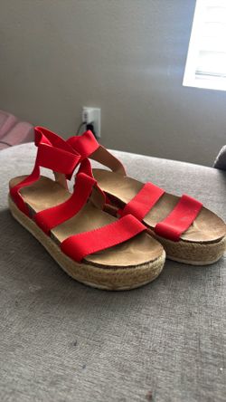Red platform sandals
