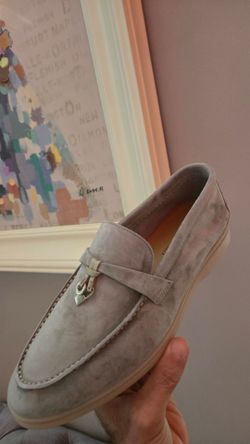 LP Loro Piana Summer Walk Gray Suede Shoes Size EU 39 US 8