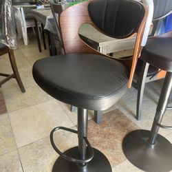 Bar Stools Set Of 2 Adjustable Barstool Faux Leather Counter Height Stool Kitchen 360 Swivel Bar Chair With Back Metal Steel Base Chair