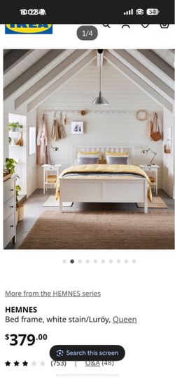 IKEA HEMNES Queen Bed Frame White Stain
