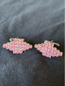 Vintage pink rhinestone cuff links