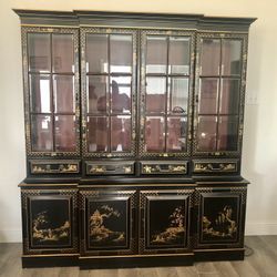 Vintage Breakfront Chinoiserie Cabinet