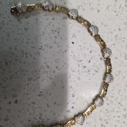Gold Over Sterling Silver Diamond Accent Bracelet 