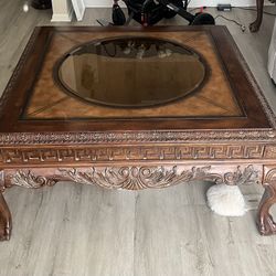 Wood/Glass Square Cocktail Table