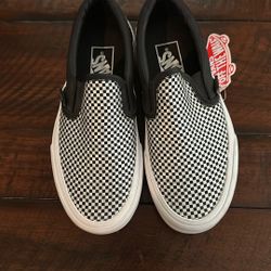 Slip-on Vans Checkered Platform - Glittery Silver & Black 