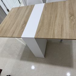 White And Natural Folding Table