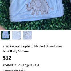 starting out elephant blanket dillards boy blue Baby Shower