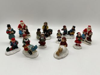 Group of 10 Christmas Village figurines, slightly smaller scale than Lemax, EC, no boxes.