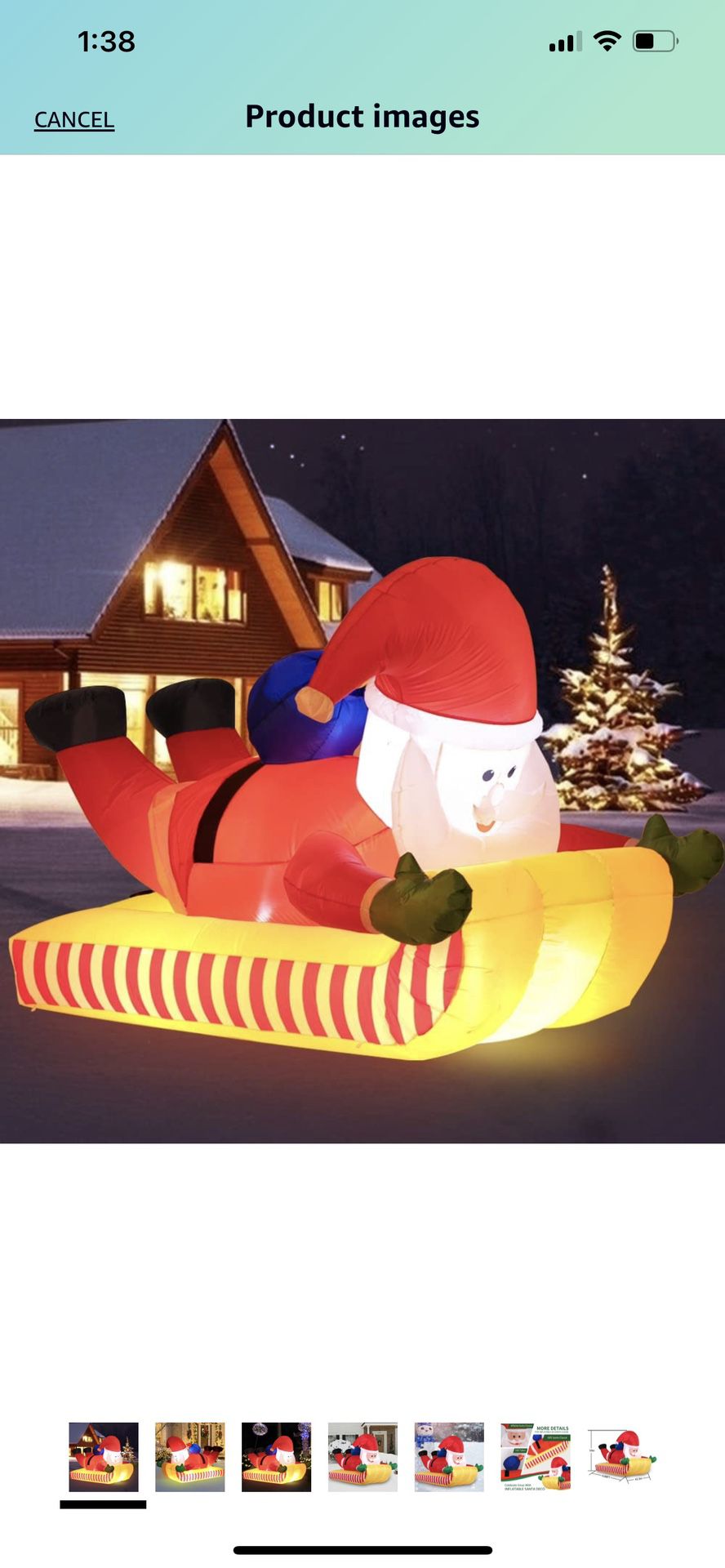 7FT Christmas Inflatable Outdoor Skiing Santa Claus for Yard Decoration , Downhill Snowboard Xmas Santa Deco Clearance Blow Up with Built-in LED Light