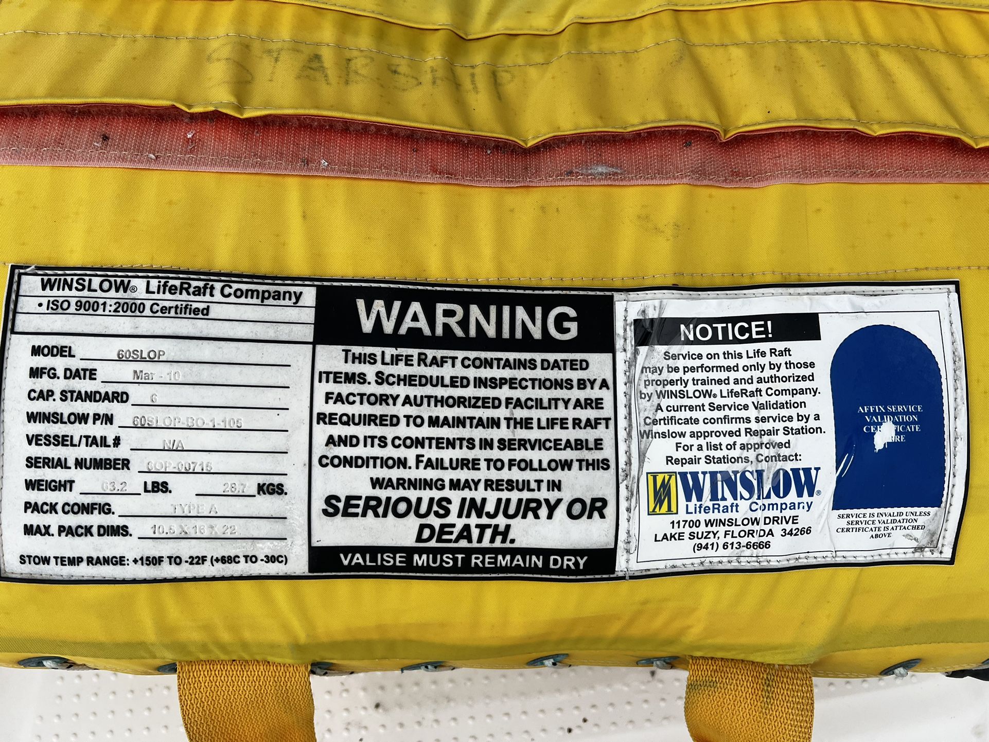 60 Slop Winslow Life Raft