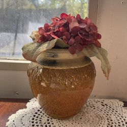 Terra Cotta Vase With Faux Flowers 