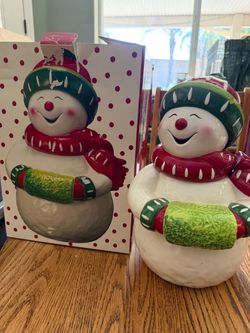 Ceramic Snowman Cookie Jar with Box