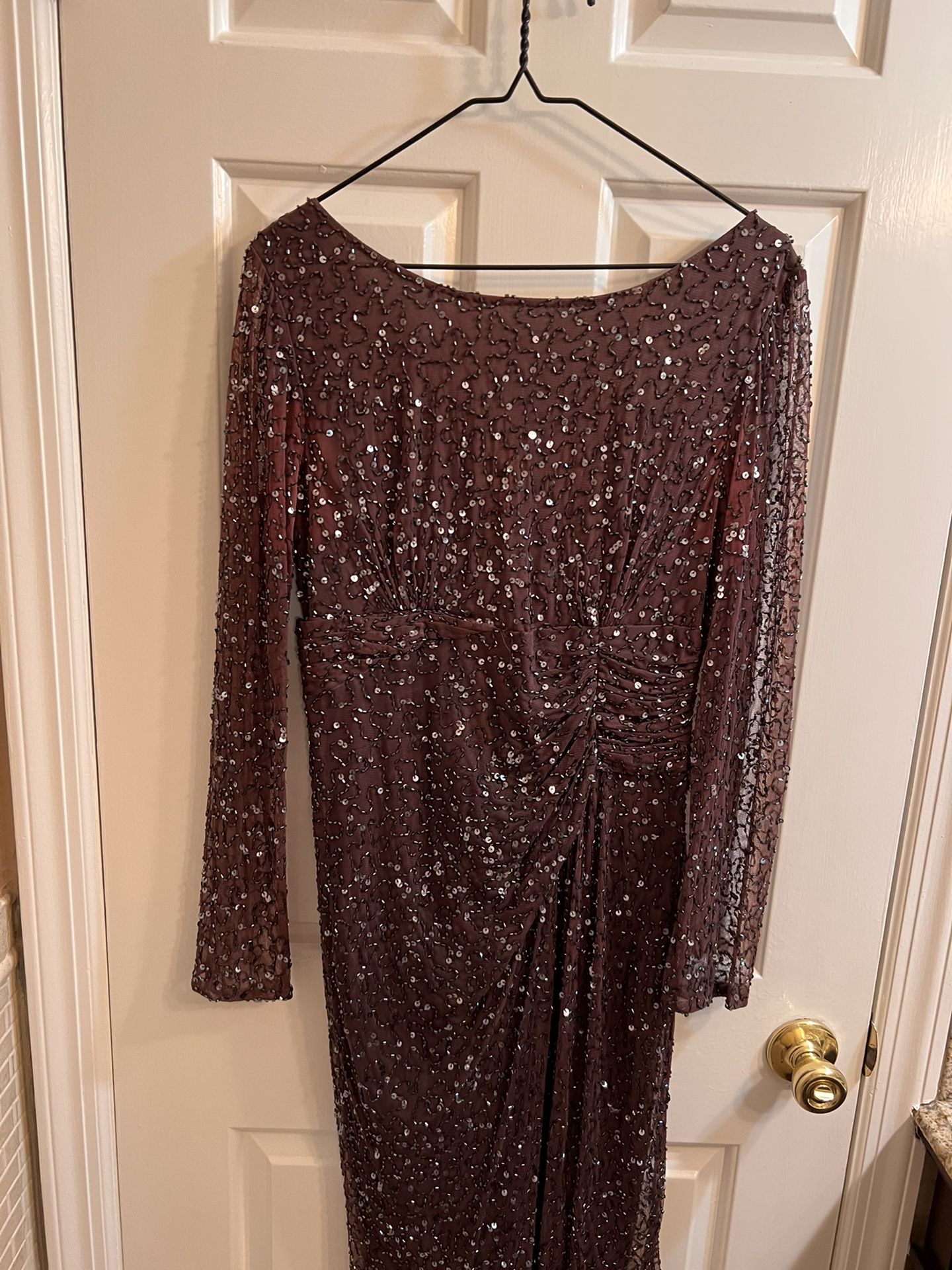 brown And Gold Sequence dress.