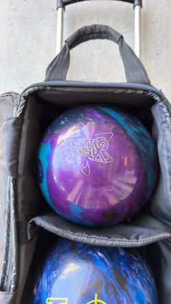 Bowling balls and bag