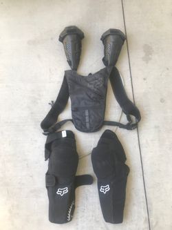 FOX, launch pads, elbow pads, hydration backpack