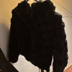 Women’s Furry Black Half Coat