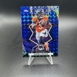 2022 Panini Mosaic - Russell Wilson #58 Blue Mosaic Prizm /99