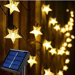 50ft 100LED Solar Star Fairy Lights, Outdoor Decorative Solar String Lights, Waterproof Ambiance Lighting for Patio Deck,Camper,Gazebo,Girls Themed R