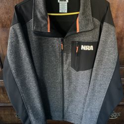 Men’s Size 3XL “NRA” Brand Medium Weight Jacket Grey w/ Black & Orange Trim Excellent Condition 
