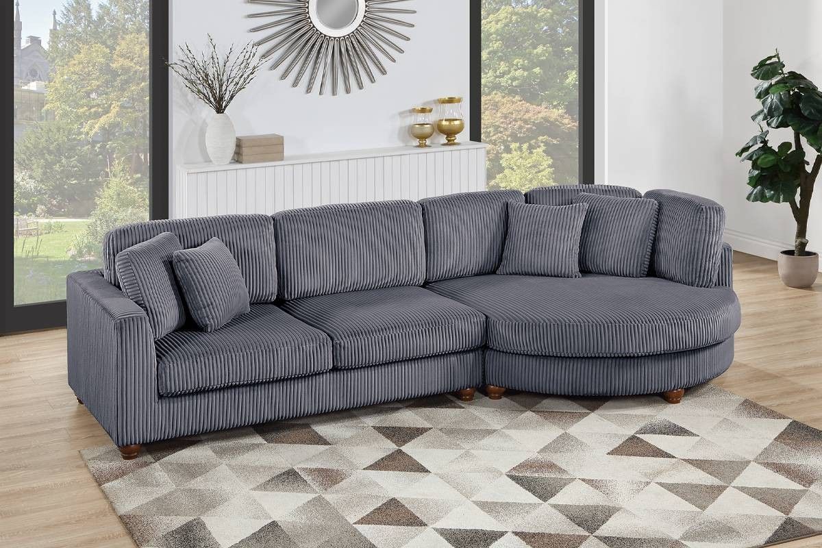 pc dark grey corduroy fabric extra large sectional sofa with