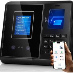 App-Based Time Clock, 5s Setup，Multi-Punch Daily, Auto Break, Lunch & Overtime Rules, Local Data Storage, No Monthly Fees, 10 IC Cards, Time Clocks fo