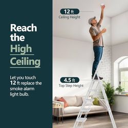 6 Step Ladder, Lightweight Folding ladders with Wide Pedals, Slim Stepladder for Narrow Spaces, Tall Ladder for High Ceilings with Handrails, Kitchen 