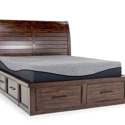 Sonora Sleigh Bed With 6 Large Storage Dressers-  No Mattress 