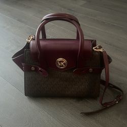 MICHAEL KORS Carmen Small Logo and Leather Belted Satchel 