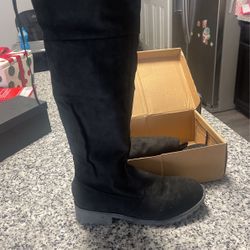 Black Suede Above Knee Boots