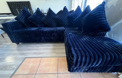 New Black/Blue/Grey/Brown/Ivory Corduroy Sectionals Available at Mattress Kings Outlet ⭐️ Finance with $0 down